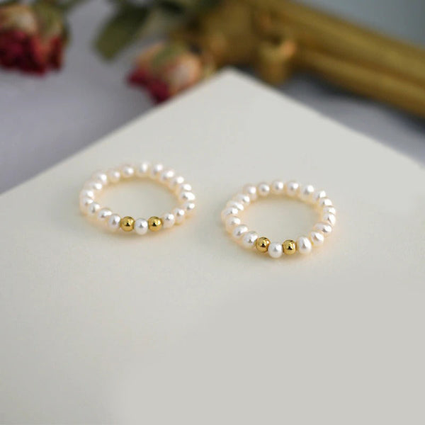 Minimalistische Süßwasserperlen Akzentringe