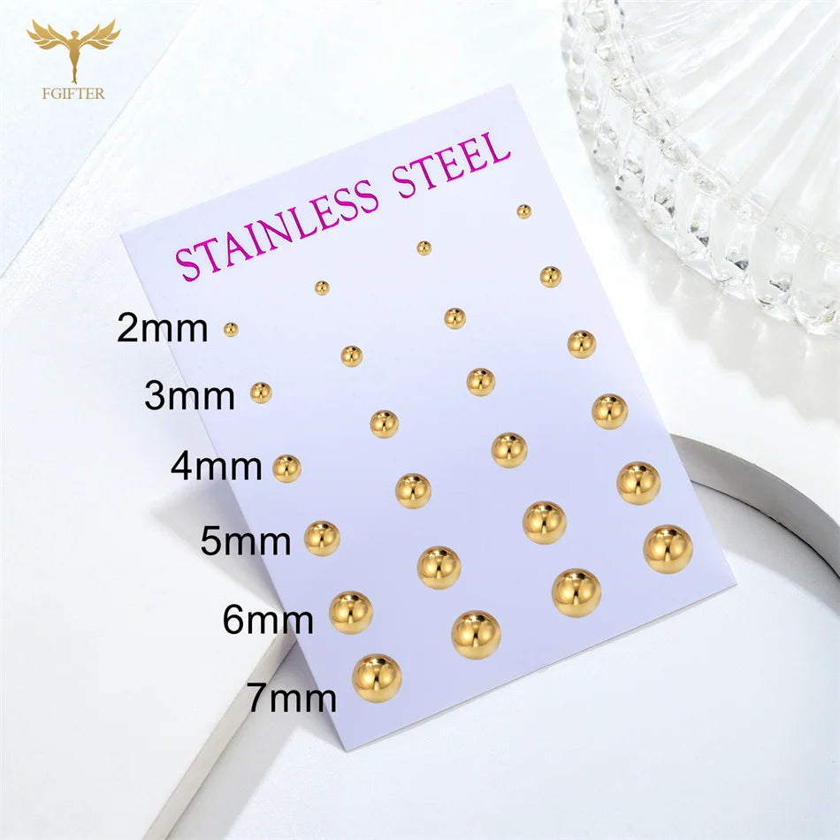 Goldene Edelstahl Ohrstecker Set für Damen Herren Teenager - Minimalistische Ohrstecker - Kostenloser weltweiter Versand