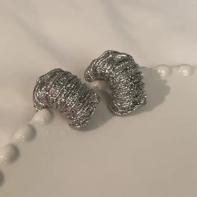 Moderne Schmuck 925 Silber Nadel Hiphop Cooler Stil Metallische geometrische Ohrringe für Frauen Mädchen Geschenk Heißer Verkauf Beliebtes Zubehör