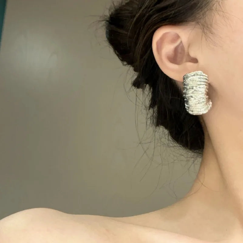 Moderne Schmuck 925 Silber Nadel Hiphop Cooler Stil Metallische geometrische Ohrringe für Frauen Mädchen Geschenk Heißer Verkauf Beliebtes Zubehör