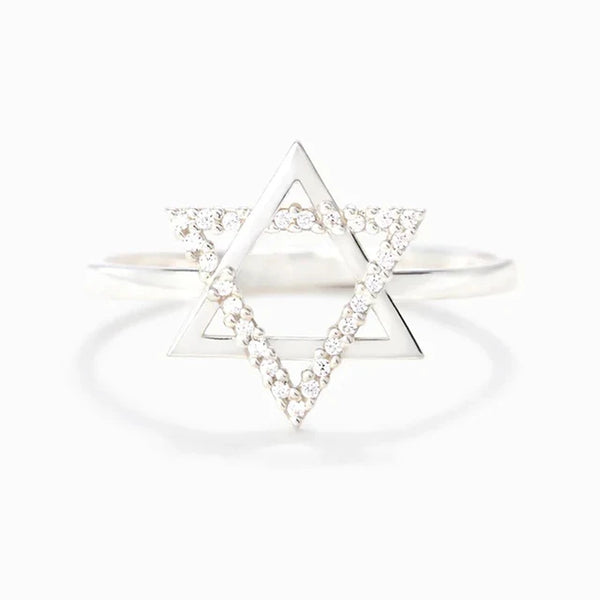 Silberner Ring mit Sternmotiv - Modischer Silberring für Frauen - Geburtstagsgeschenk