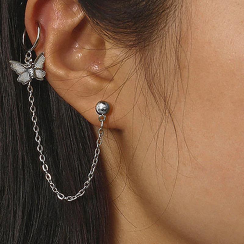 Mond Und Stern Strass Langketten Quasten Ohrringe