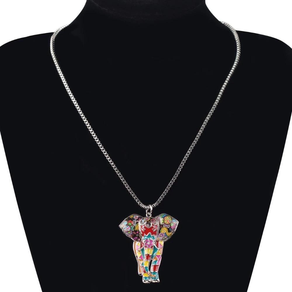 Multi Color Elephant Emaille Statement Halskette