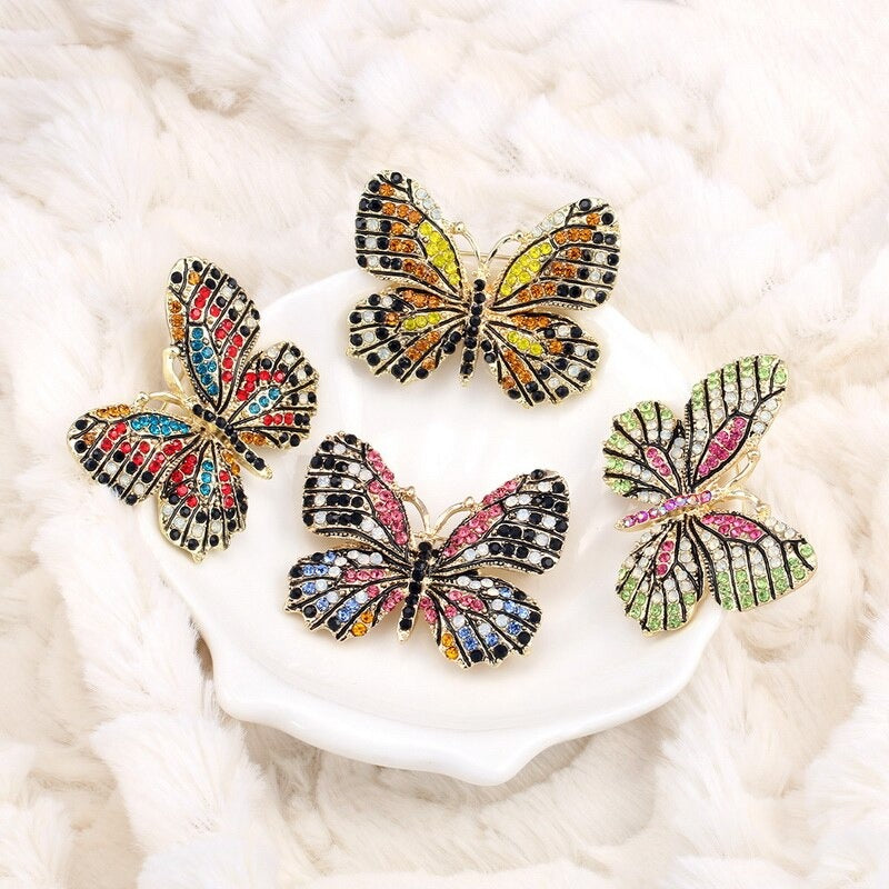 Multi Farb Strass Strass Strömung Butterfly Brosche Stifte