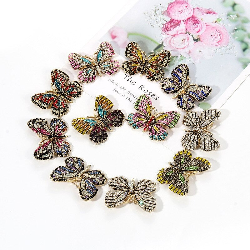 Multi Farb Strass Strass Strömung Butterfly Brosche Stifte