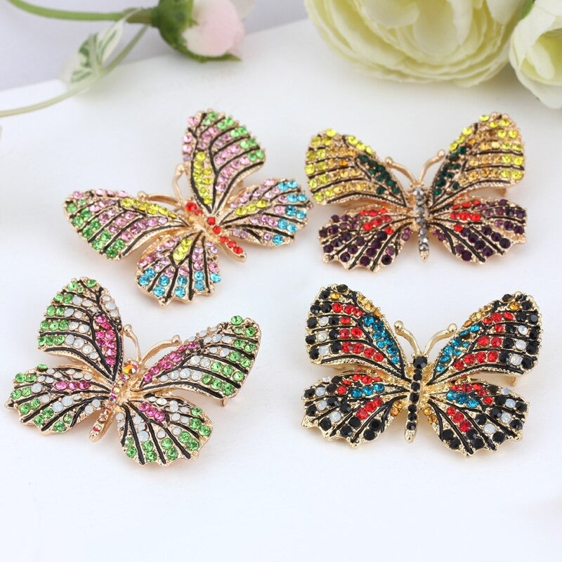 Multi Farb Strass Strass Strömung Butterfly Brosche Stifte