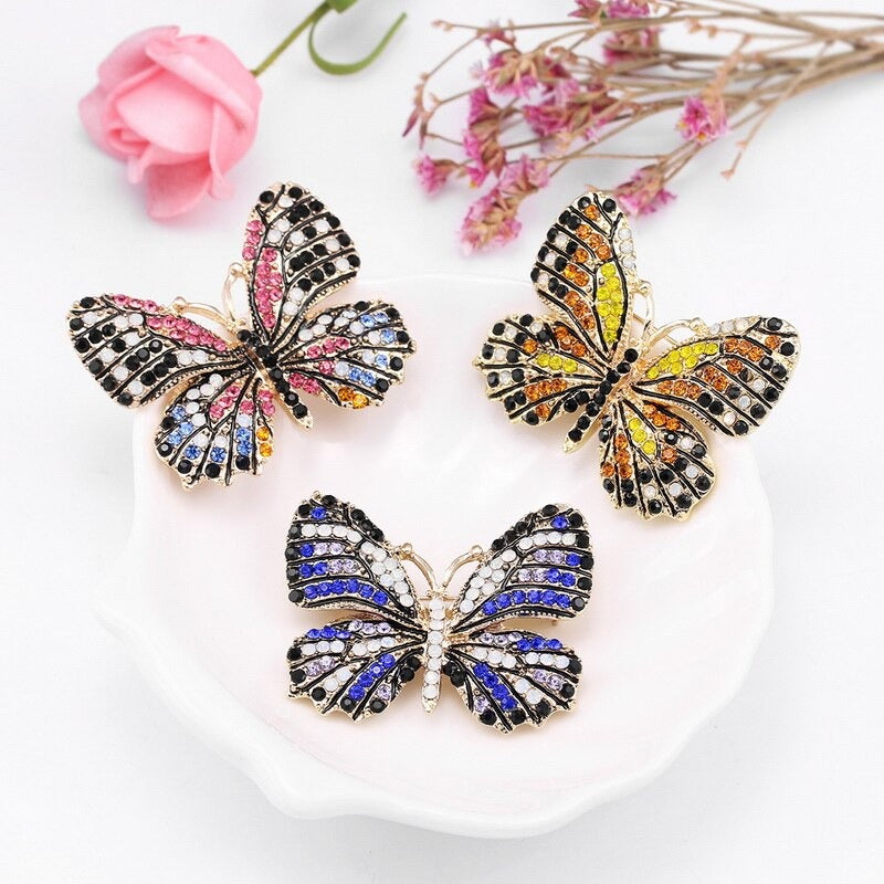 Multi Farb Strass Strass Strömung Butterfly Brosche Stifte