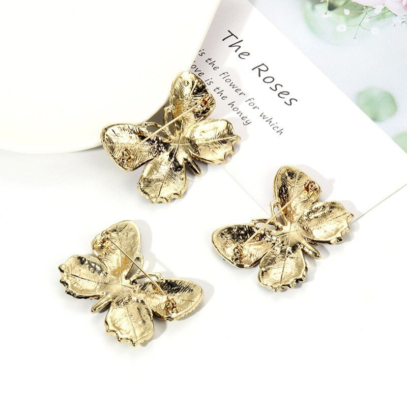 Multi Farb Strass Strass Strömung Butterfly Brosche Stifte