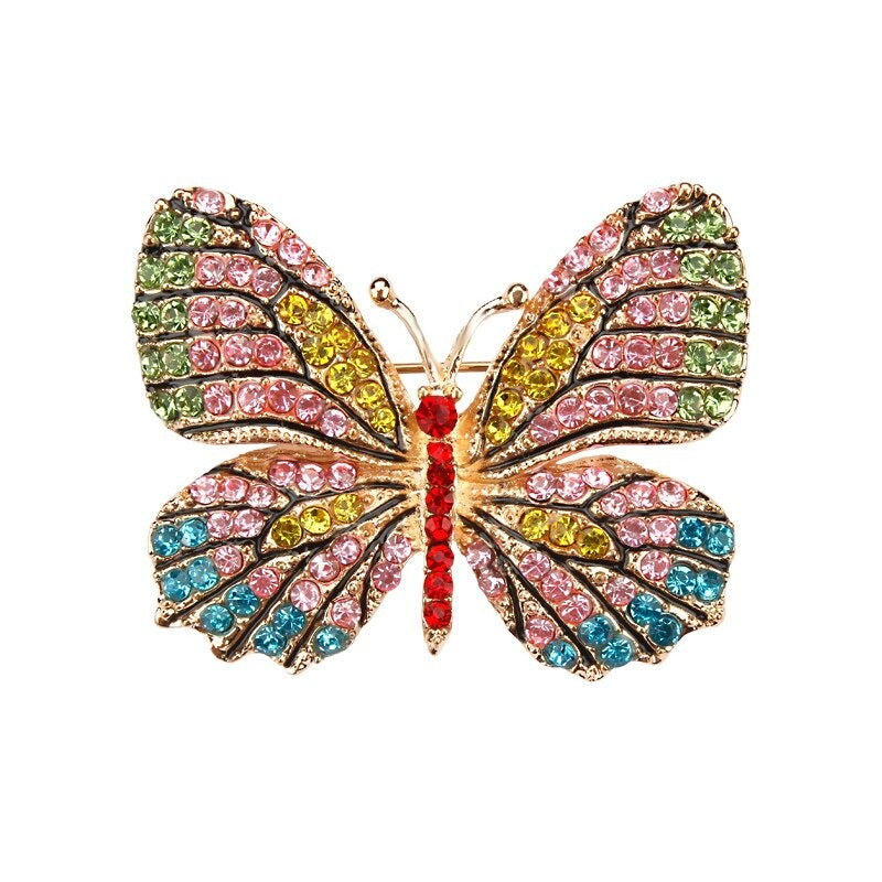 Multi Farb Strass Strass Strömung Butterfly Brosche Stifte