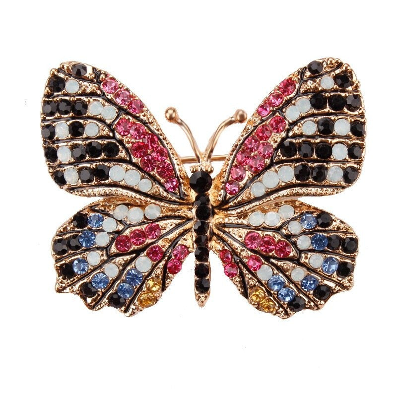 Multi Farb Strass Strass Strömung Butterfly Brosche Stifte