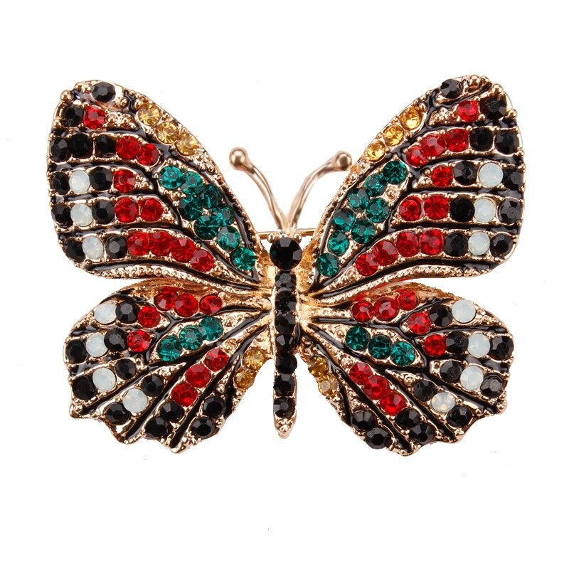 Multi Farb Strass Strass Strömung Butterfly Brosche Stifte