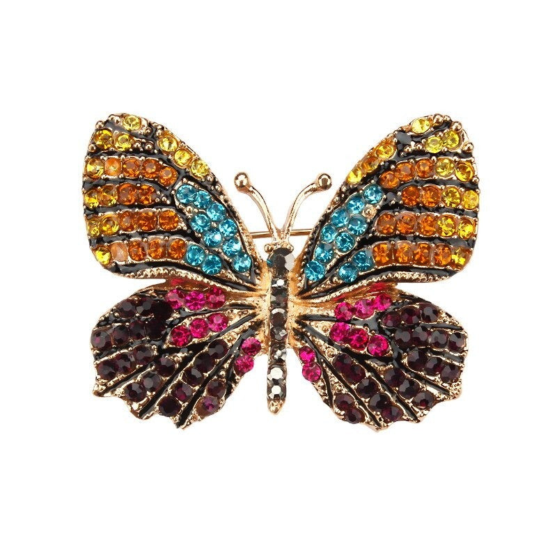 Multi Farb Strass Strass Strömung Butterfly Brosche Stifte