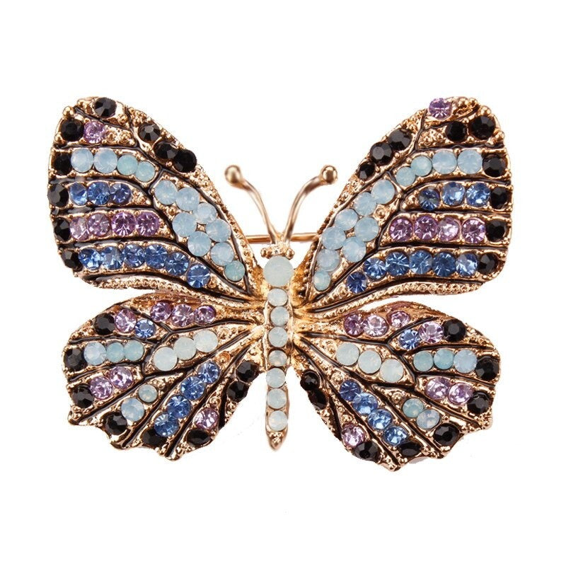 Multi Farb Strass Strass Strömung Butterfly Brosche Stifte
