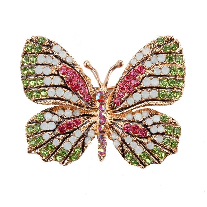 Multi Farb Strass Strass Strömung Butterfly Brosche Stifte