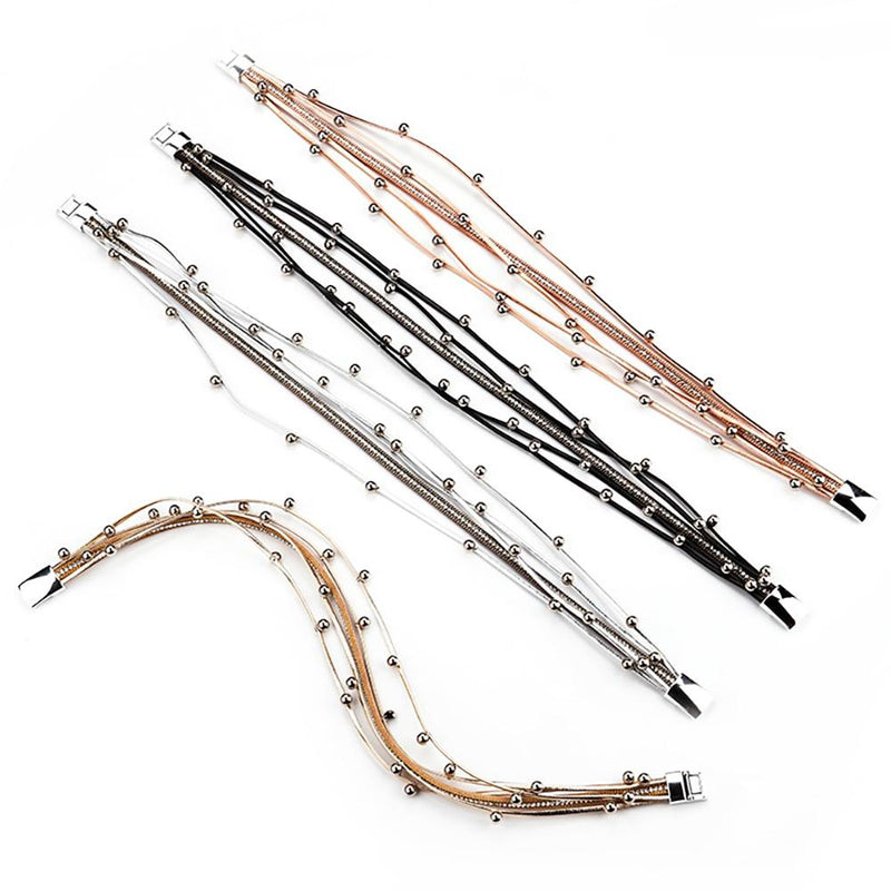 Multi Layer Perlen Leder Wrap Armband Mit Kristallmetall Charme