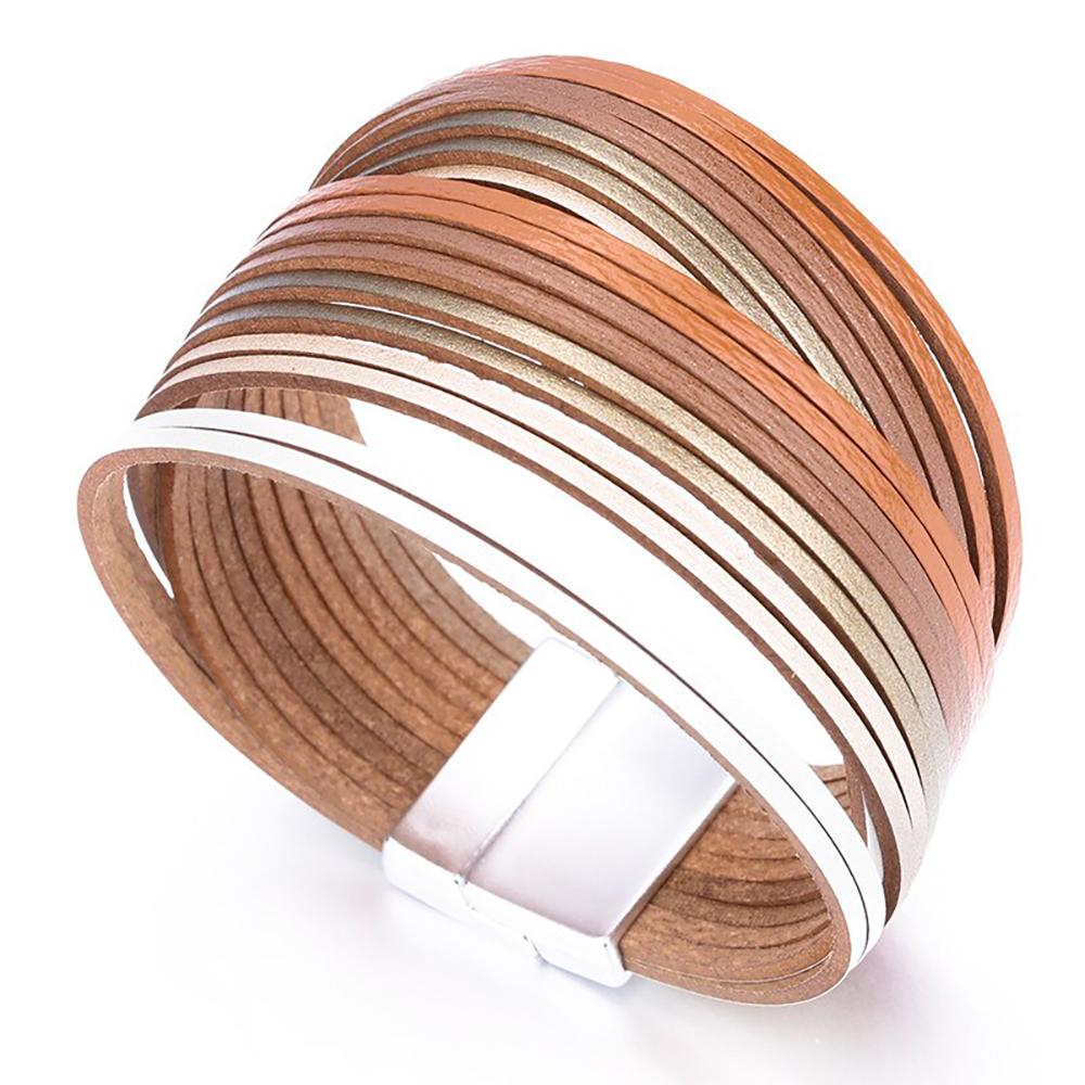 Multi Layer Slim Strips Bohemian Lederarmband
