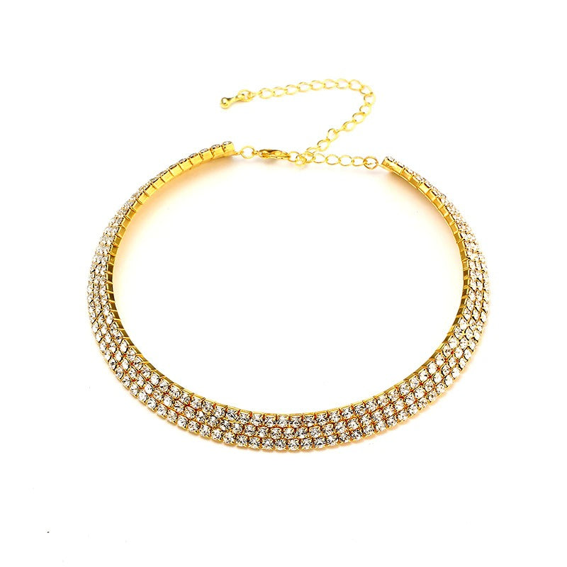 Multi Layer Strass Halsketten Mit Halsketten