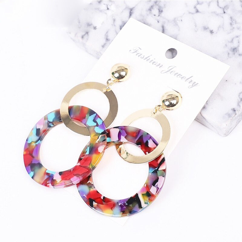 Multicolor Bohemian Fashion Statement Dangle Drop Acrylohrringe