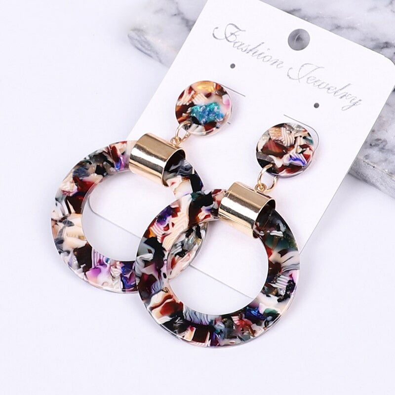 Multicolor Bohemian Fashion Statement Dangle Drop Acrylohrringe