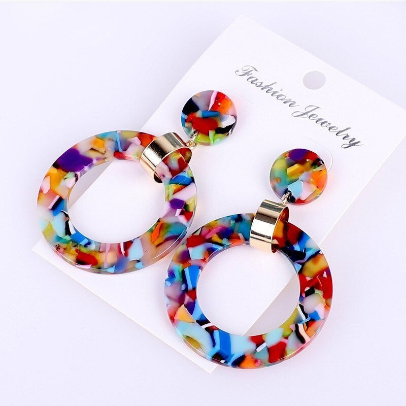 Multicolor Bohemian Fashion Statement Dangle Drop Acrylohrringe