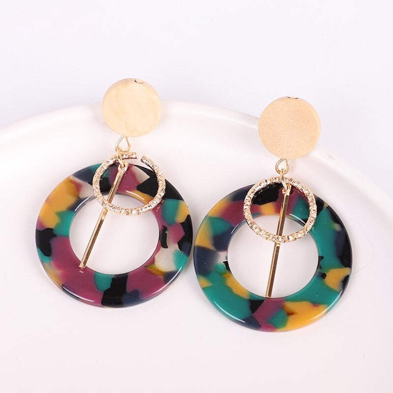 Multicolor Bohemian Fashion Statement Dangle Drop Acrylohrringe