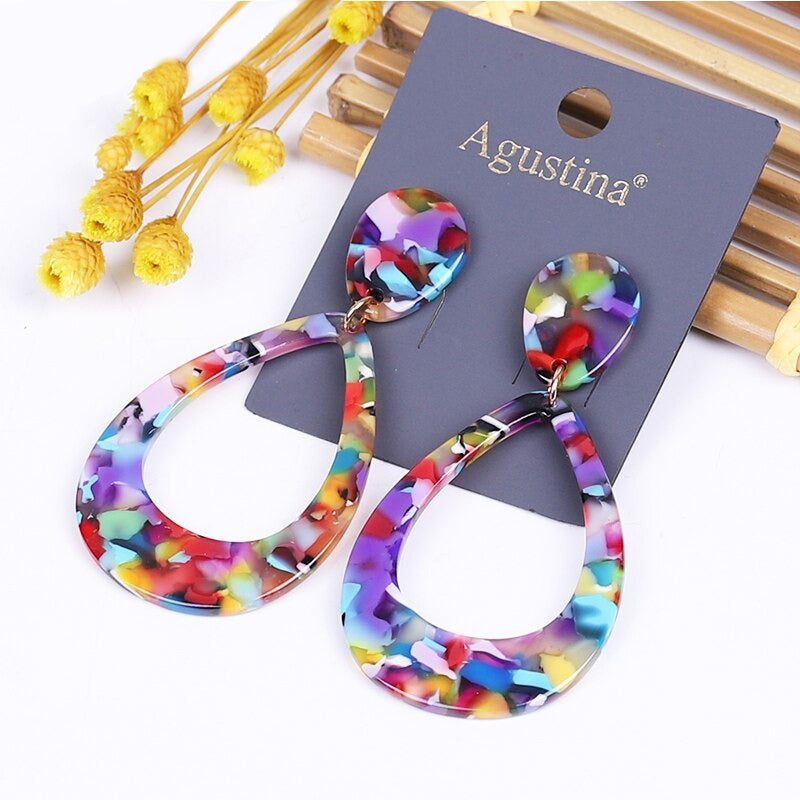 Multicolor Bohemian Fashion Statement Dangle Drop Acrylohrringe