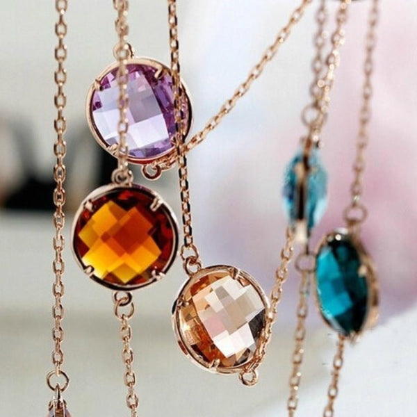 Multicolor Cubic Zircon Langketten Halskette