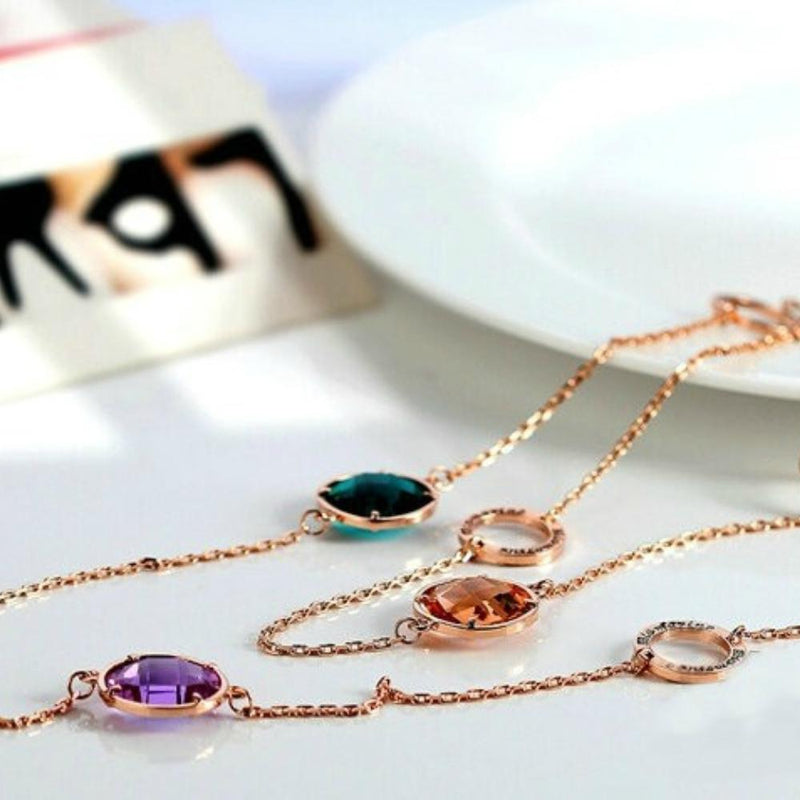 Multicolor Cubic Zircon Langketten Halskette