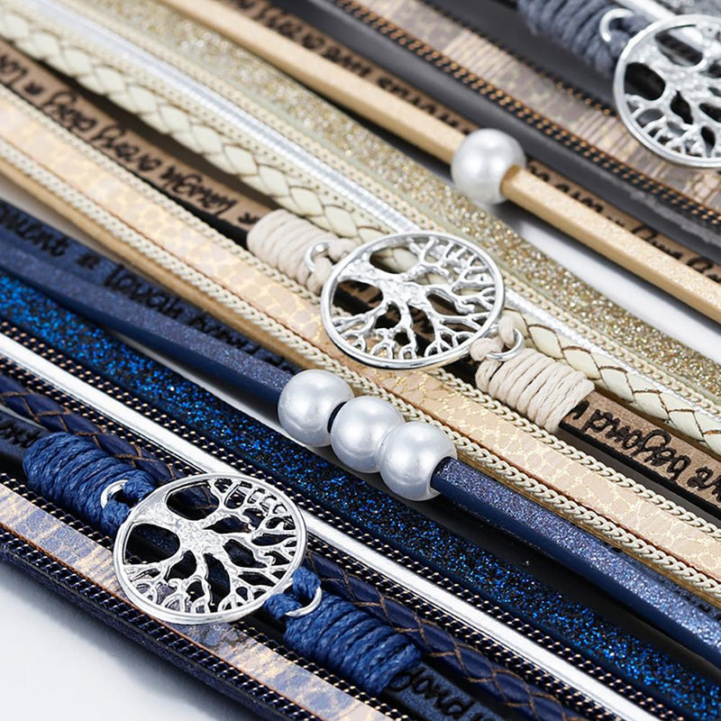 Mehrschichtiger Bohemian Tree Of Life Armband Mit Geflochtener Magnetschnalle