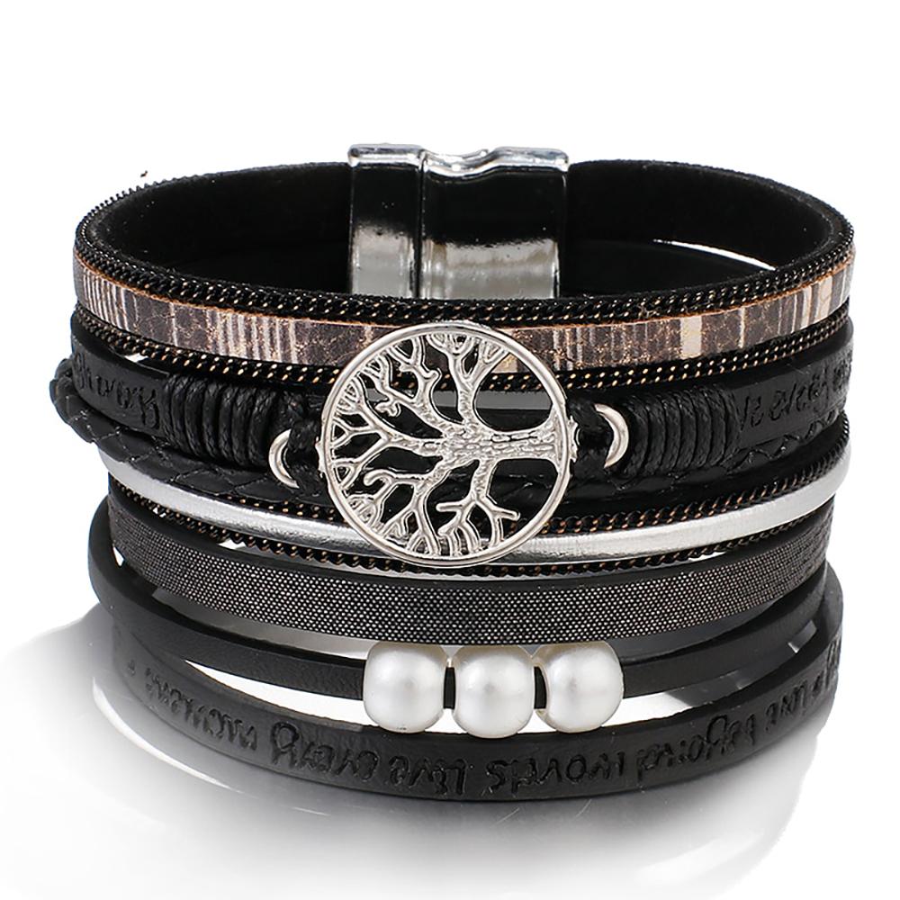 Mehrschichtiger Bohemian Tree Of Life Armband Mit Geflochtener Magnetschnalle
