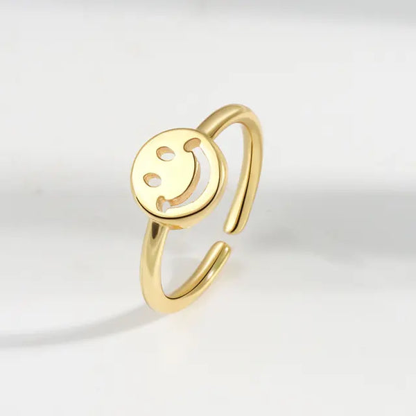 Einfacher verstellbarer Ring mit lächelndem Gesicht für Frauen