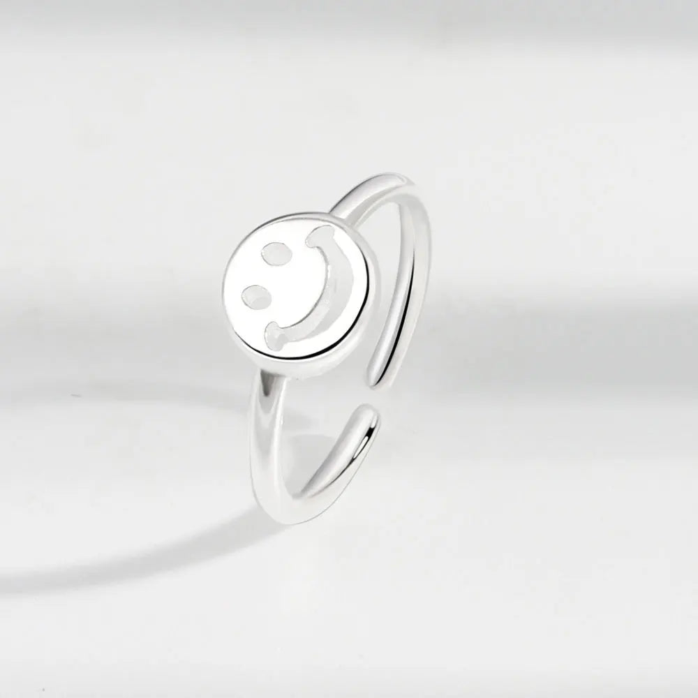 Einfacher verstellbarer Ring mit lächelndem Gesicht für Frauen
