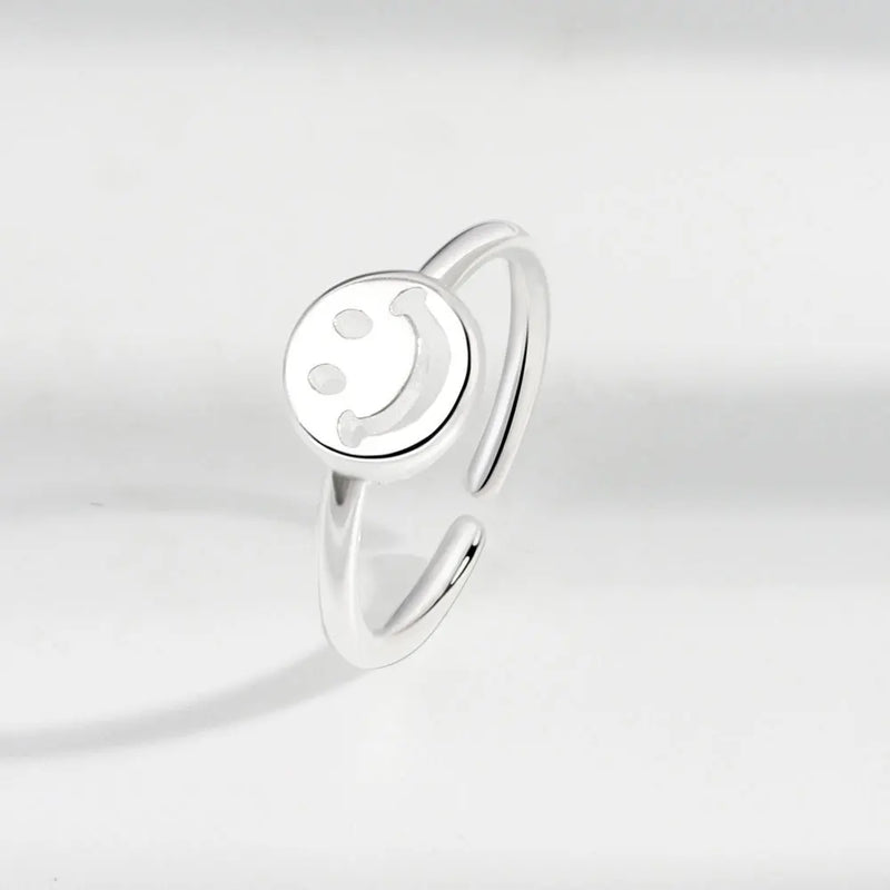 Einfacher verstellbarer Ring mit lächelndem Gesicht für Frauen