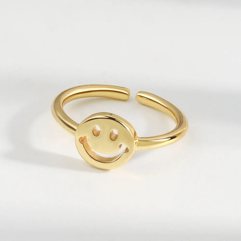 Einfacher verstellbarer Ring mit lächelndem Gesicht für Frauen