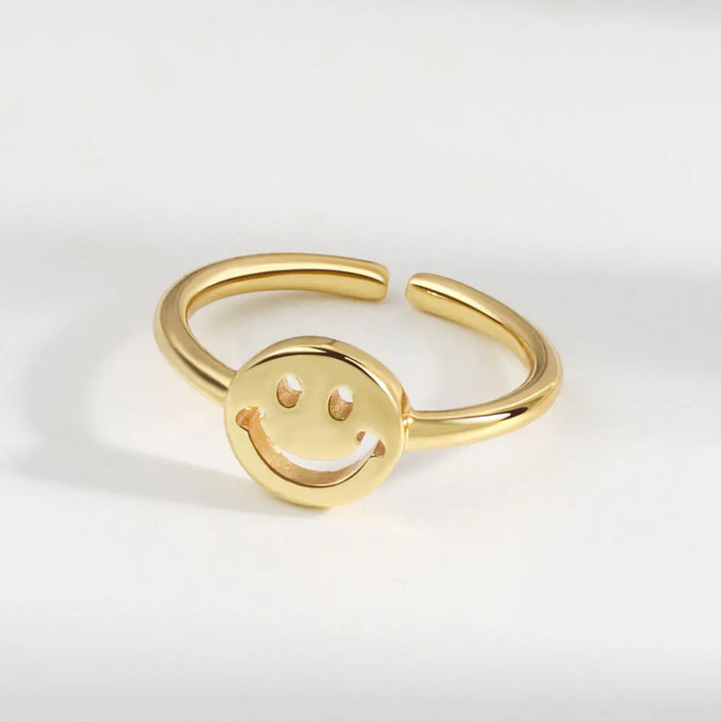 Einfacher verstellbarer Ring mit lächelndem Gesicht für Frauen