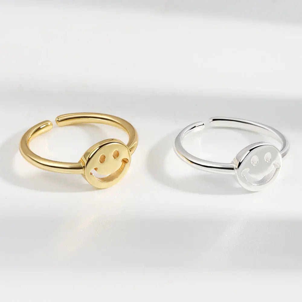 Einfacher verstellbarer Ring mit lächelndem Gesicht für Frauen