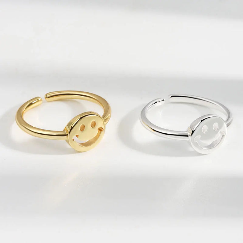 Einfacher verstellbarer Ring mit lächelndem Gesicht für Frauen