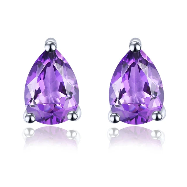 Natürliche Amethyst Ohrringe aus Sterlingsilber | Amethyst Schmuck Ohrstecker