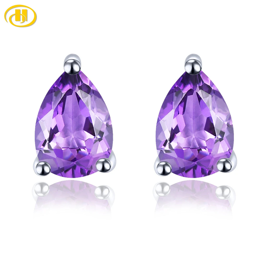 Natürliche Amethyst Ohrringe aus Sterlingsilber | Amethyst Schmuck Ohrstecker