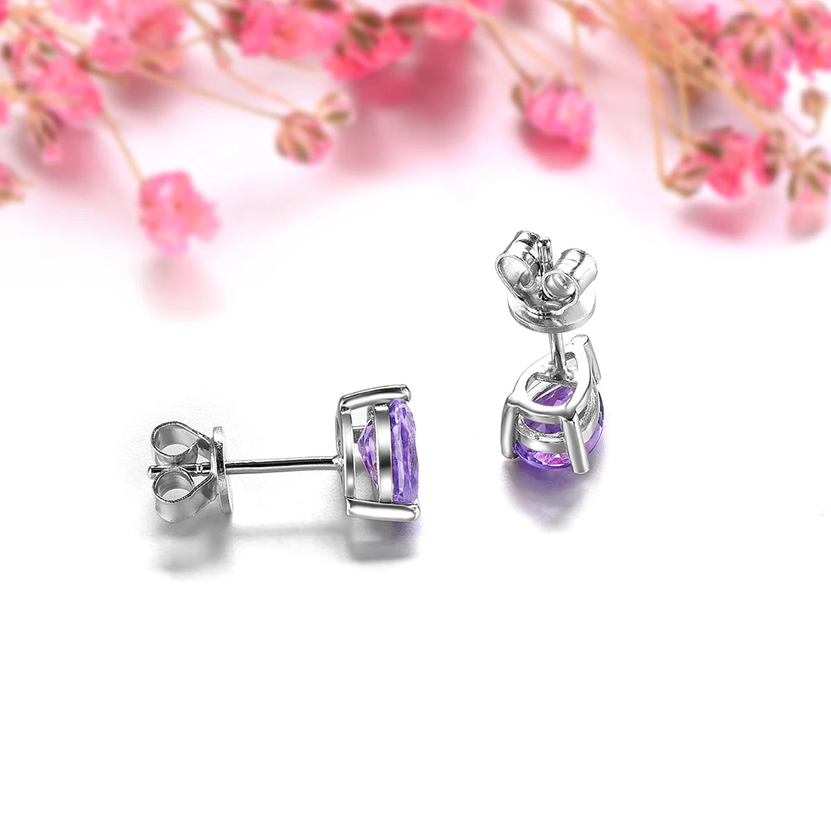 Natürliche Amethyst Ohrringe aus Sterlingsilber | Amethyst Schmuck Ohrstecker