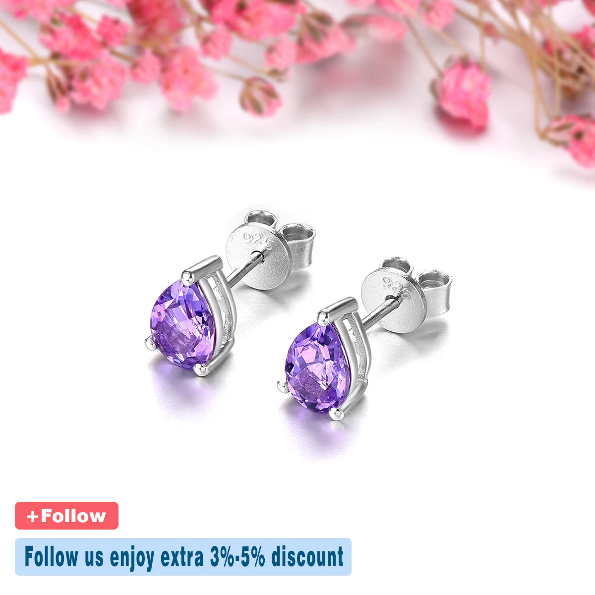 Natürliche Amethyst Ohrringe aus Sterlingsilber | Amethyst Schmuck Ohrstecker