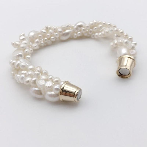 Natürliche Süßwasser Perlen Akzent Armbänder Verdrehte Pearl Akzent