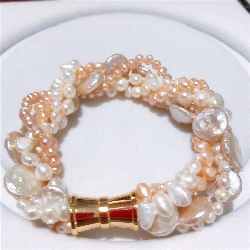 Natürliche Süßwasser Perlen Akzent Armbänder Verdrehte Pearl Akzent