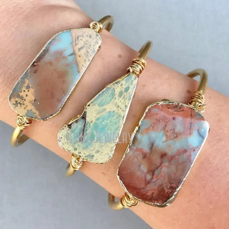 Blauer Ocean Jasper Armband | Grüne Jasper Armbänder | Ocean Jasper Schmuck