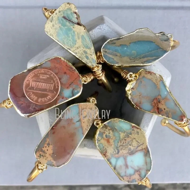 Blauer Ocean Jasper Armband | Grüne Jasper Armbänder | Ocean Jasper Schmuck