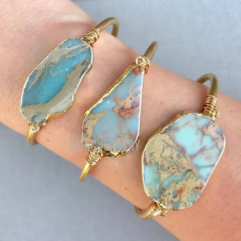 Blauer Ocean Jasper Armband | Grüne Jasper Armbänder | Ocean Jasper Schmuck