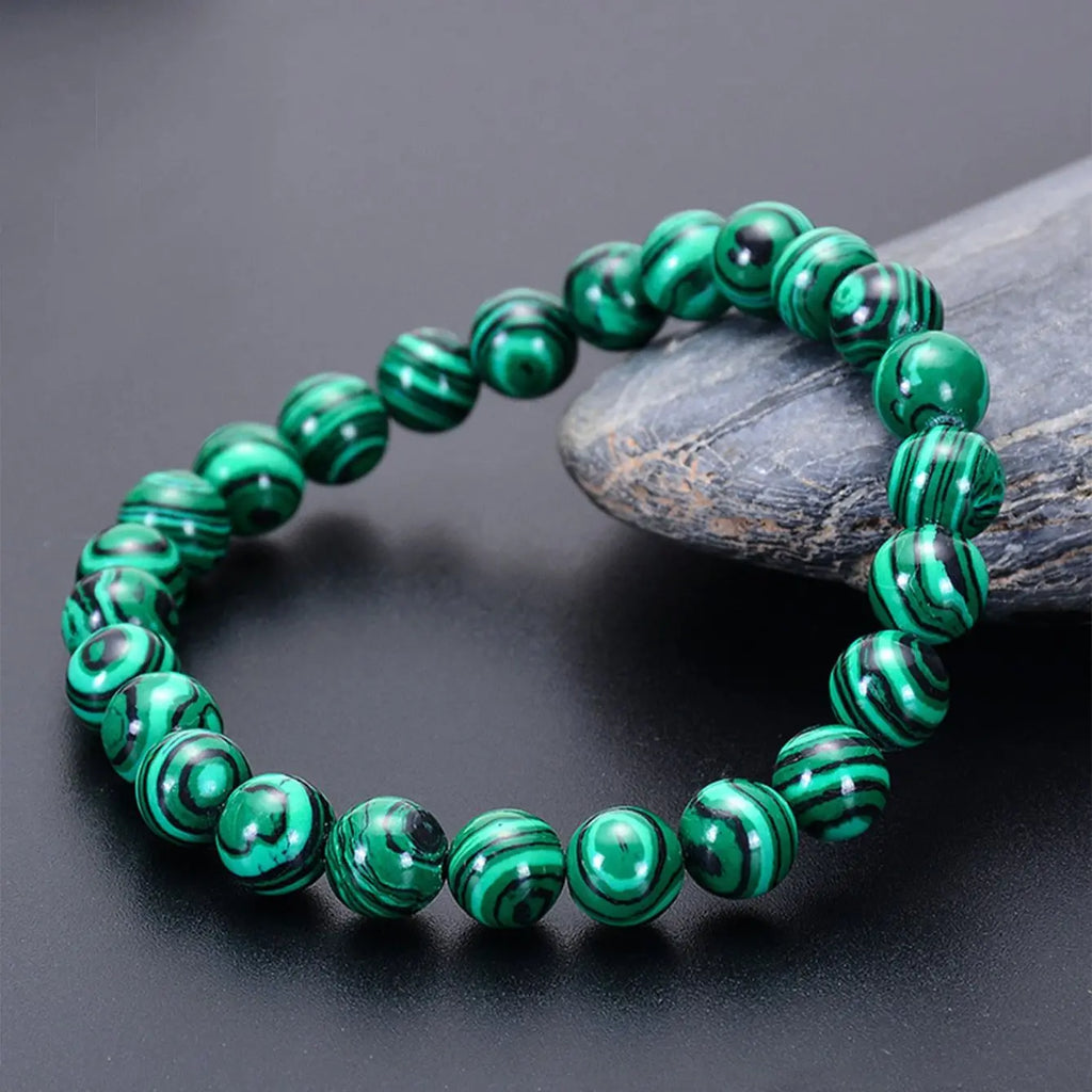 Grünes Pfauenauge Armband mit natürlichen Steinperlen für Yoga und Heilung