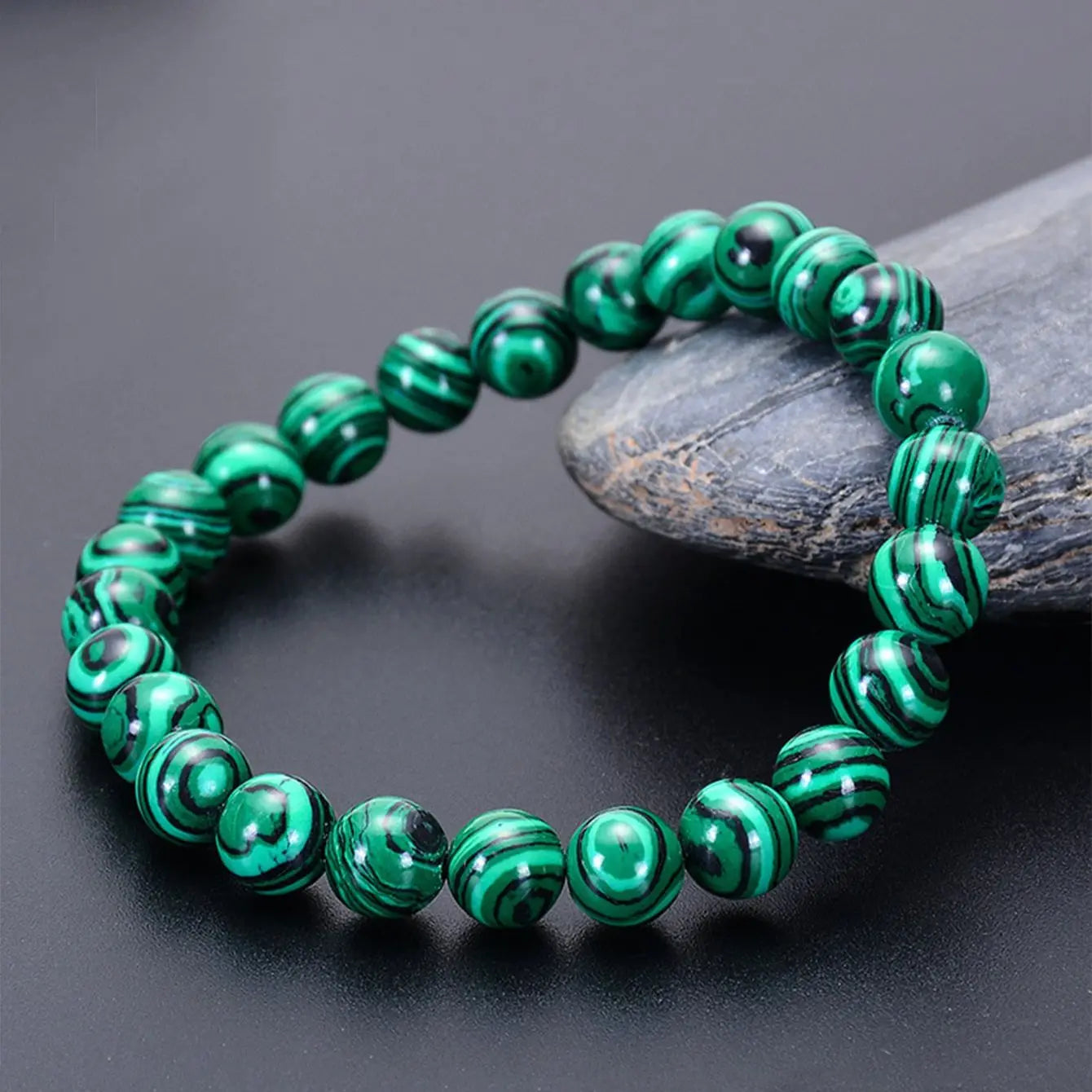 Grünes Pfauenauge Armband mit natürlichen Steinperlen für Yoga und Heilung