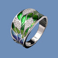 Nature Inspirierte Blattform Emaille Zirkonringe