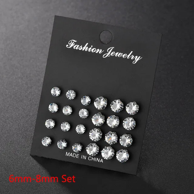 Herren Ohrring mit weißen Kristallen | Schmuck Ohrstecker für Männer | Set Ohrstecker für Herren